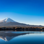 Mount Fuji reflecting in the water